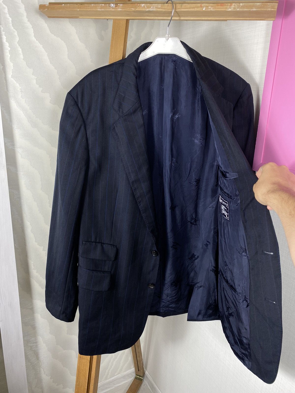 Burberry × Vintage Burberrys London Striped Blazer Size 50L - 9 Thumbnail