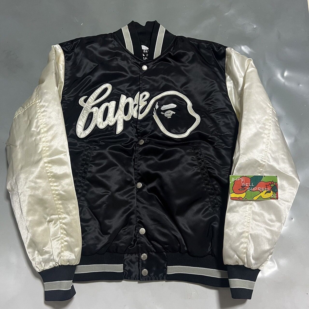 Bape BAPE Nylon Varsity Jacket Black | Grailed