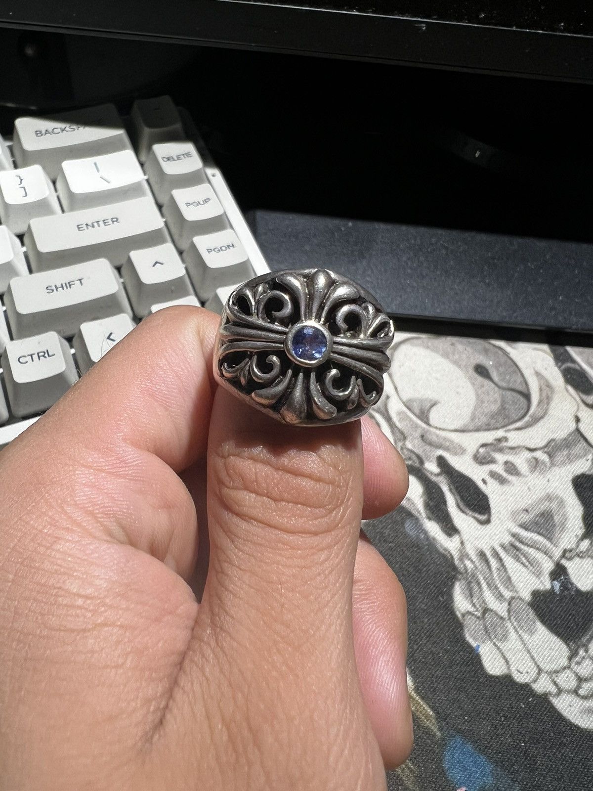 Chrome Hearts Chrome Hearts Sapphire Keeper Ring | Grailed