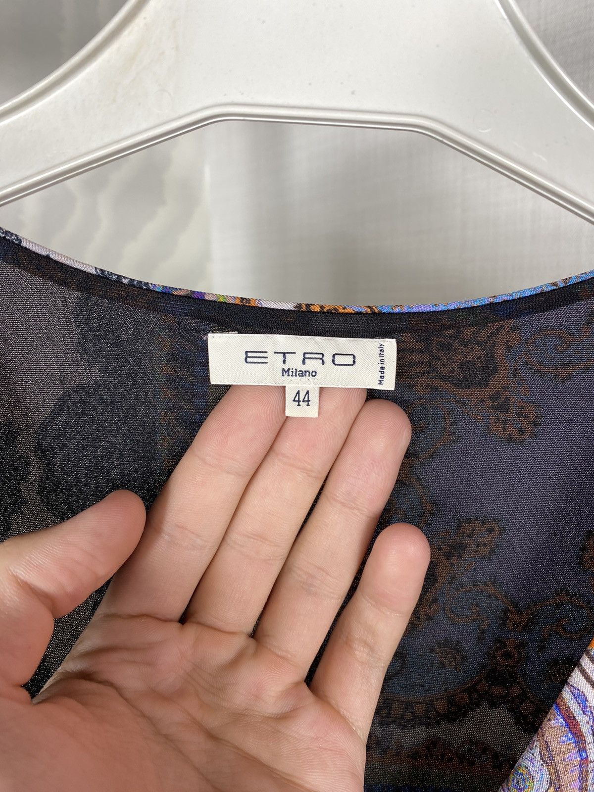 Etro × Vintage ETRO Paisley Pleated V Dress Size L / US 10 / IT 46 - 8 Thumbnail