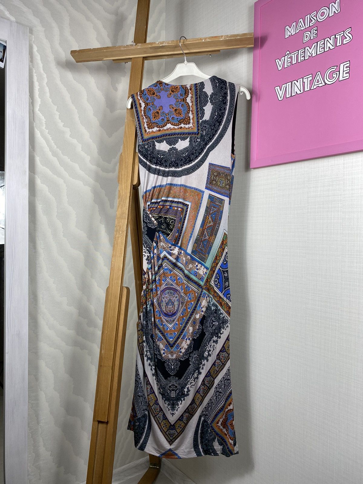 Etro × Vintage ETRO Paisley Pleated V Dress Size L / US 10 / IT 46 - 10 Thumbnail
