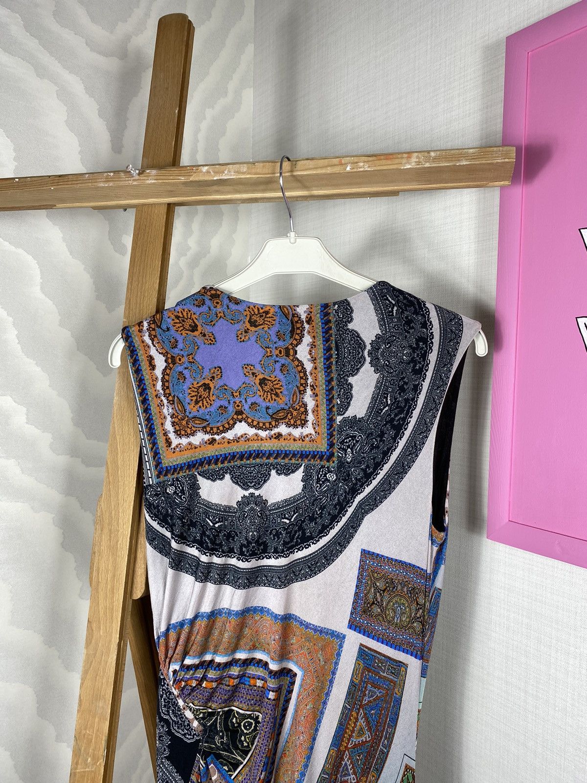 Etro × Vintage ETRO Paisley Pleated V Dress Size L / US 10 / IT 46 - 11 Thumbnail