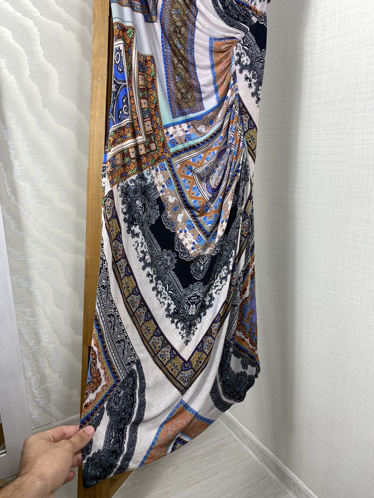 Etro × Vintage ETRO Paisley Pleated V Dress Size L / US 10 / IT 46 - 5 Thumbnail