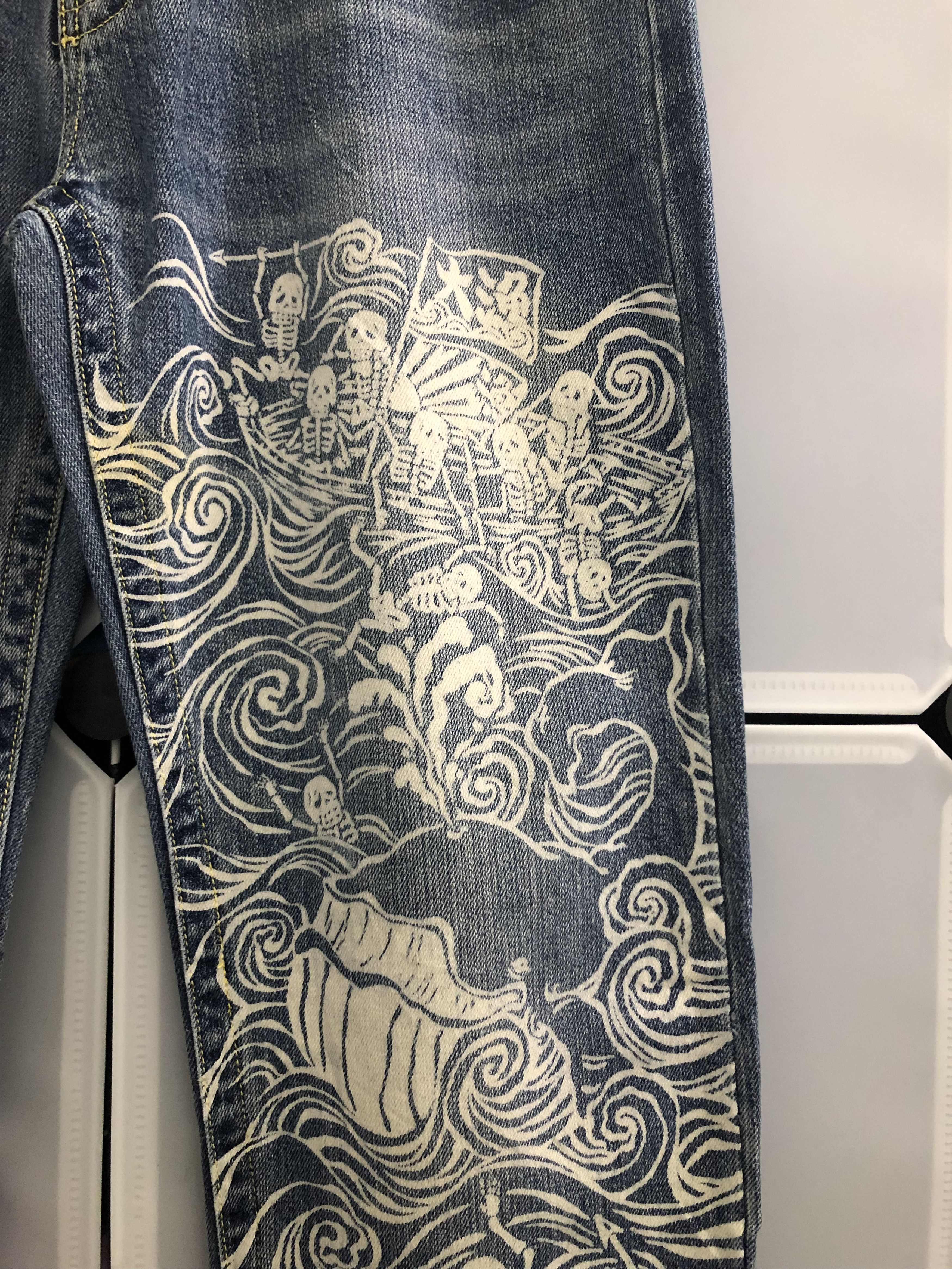 Japanese Brand Skulls Art Denim pants Size US 35 - 4 Thumbnail