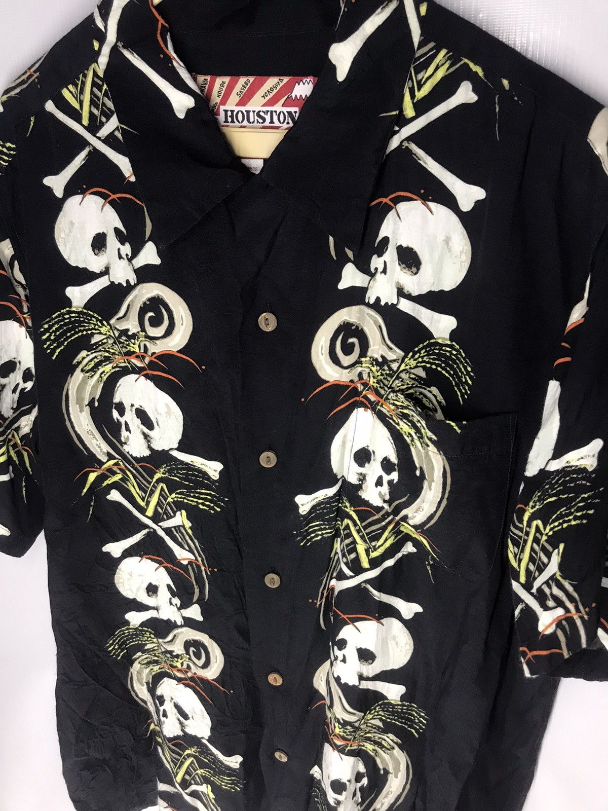 Japanese Brand Distressed Button up shirt skull printed by houston japan Size US L / EU 52-54 / 3 - 5 Thumbnail