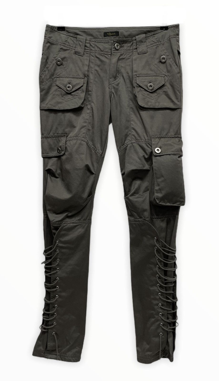 Designer × Japanese Brand × Vintage BARAK Designer Skinny Laced Bottom Cargo Pants Size US 27 - 2 Thumbnail