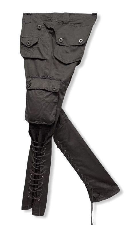 Designer × Japanese Brand × Vintage BARAK Designer Skinny Laced Bottom Cargo Pants Size US 27 - 1 Thumbnail