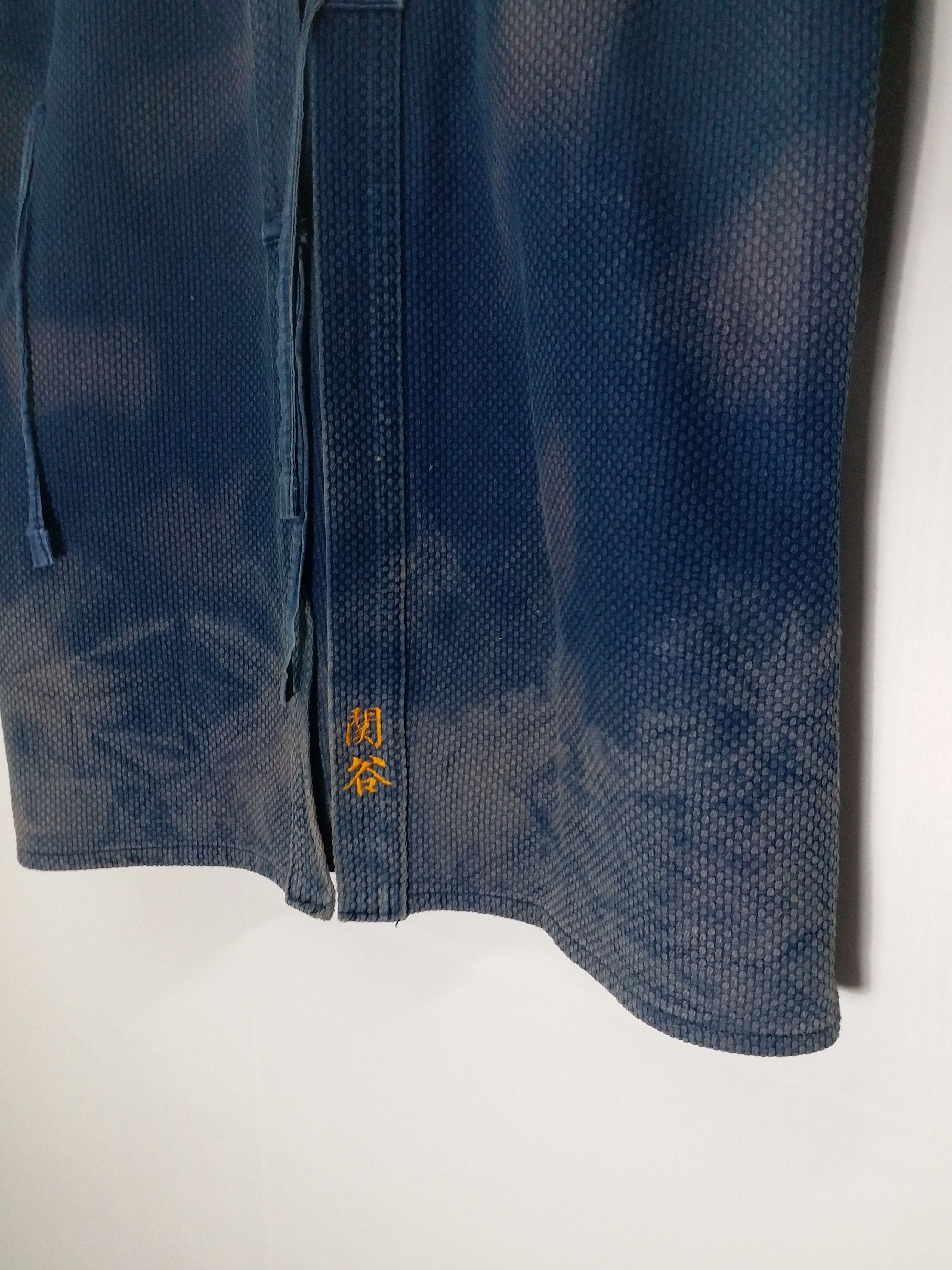 Indigo × Kiriko Made DELETE ANYTIME Indigo Dyed BORO Sashiko Noragi Kimono JAPAN Size US M / EU 48-50 / 2 - 3 Thumbnail