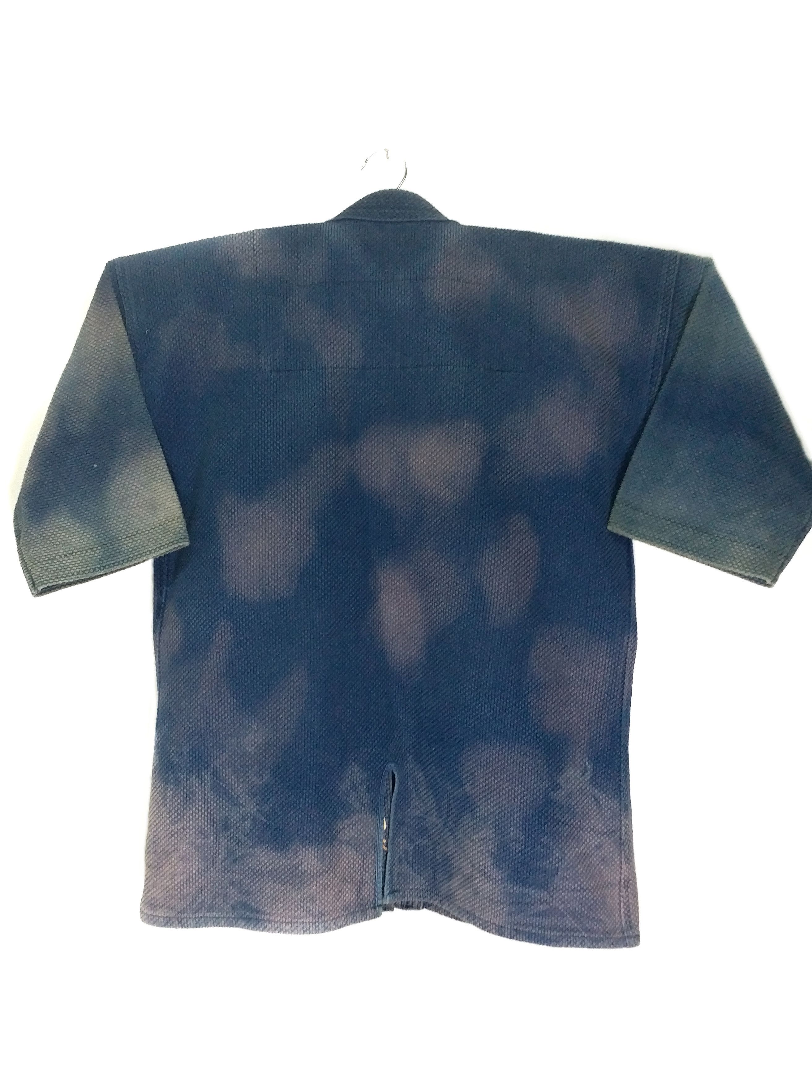 Indigo × Kiriko Made DELETE ANYTIME Indigo Dyed BORO Sashiko Noragi Kimono JAPAN Size US M / EU 48-50 / 2 - 2 Thumbnail