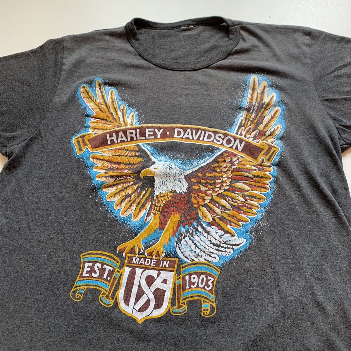 Harley Davidson × Vintage Vintage 80s Harley Davidson Motorcycles Graphic T Shirt Rare Size US M / EU 48-50 / 2 - 2 Thumbnail