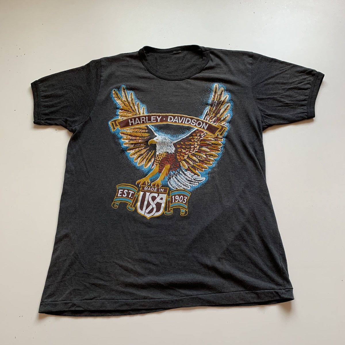 Harley Davidson × Vintage Vintage 80s Harley Davidson Motorcycles Graphic T Shirt Rare Size US M / EU 48-50 / 2 - 1 Thumbnail