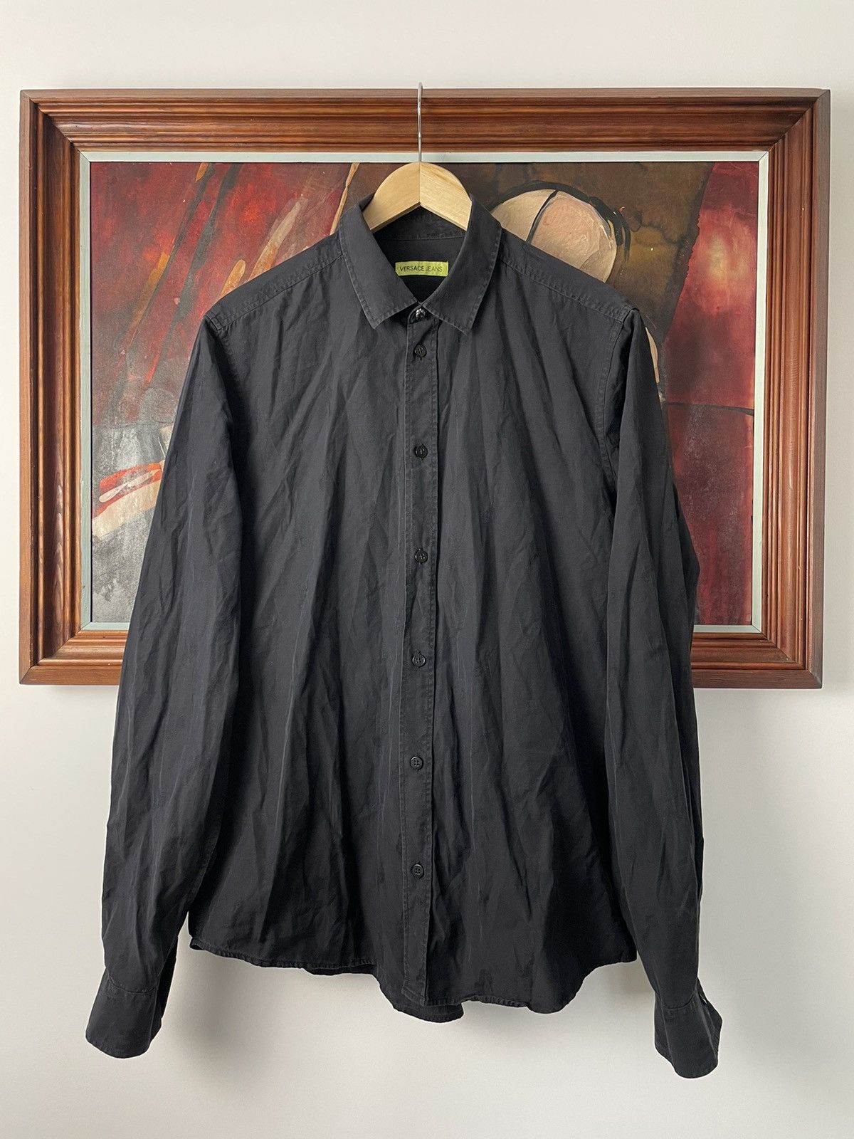 Versace Jeans Couture Versace Luxury Designer Button Up Monogram Black Shirt Rare Size US L / EU 52-54 / 3 - 1 Thumbnail