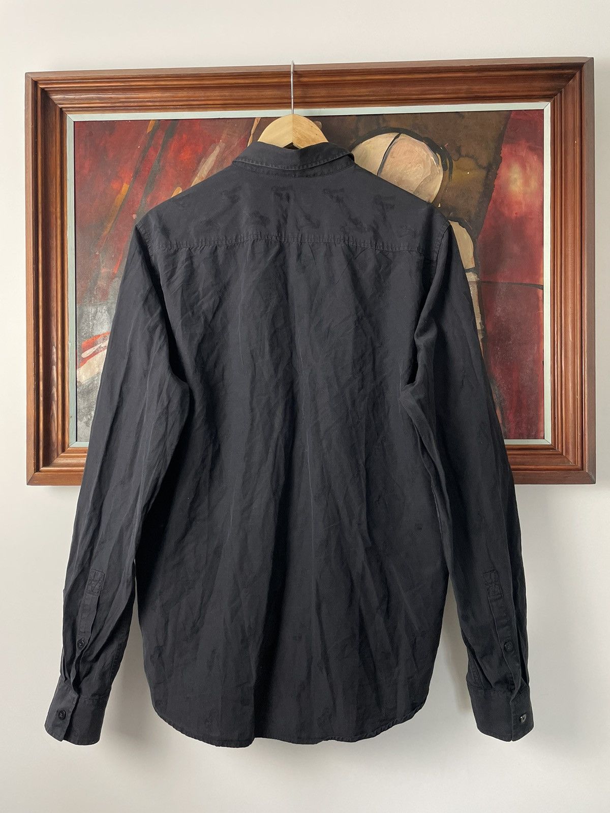 Versace Jeans Couture Versace Luxury Designer Button Up Monogram Black Shirt Rare Size US L / EU 52-54 / 3 - 2 Thumbnail