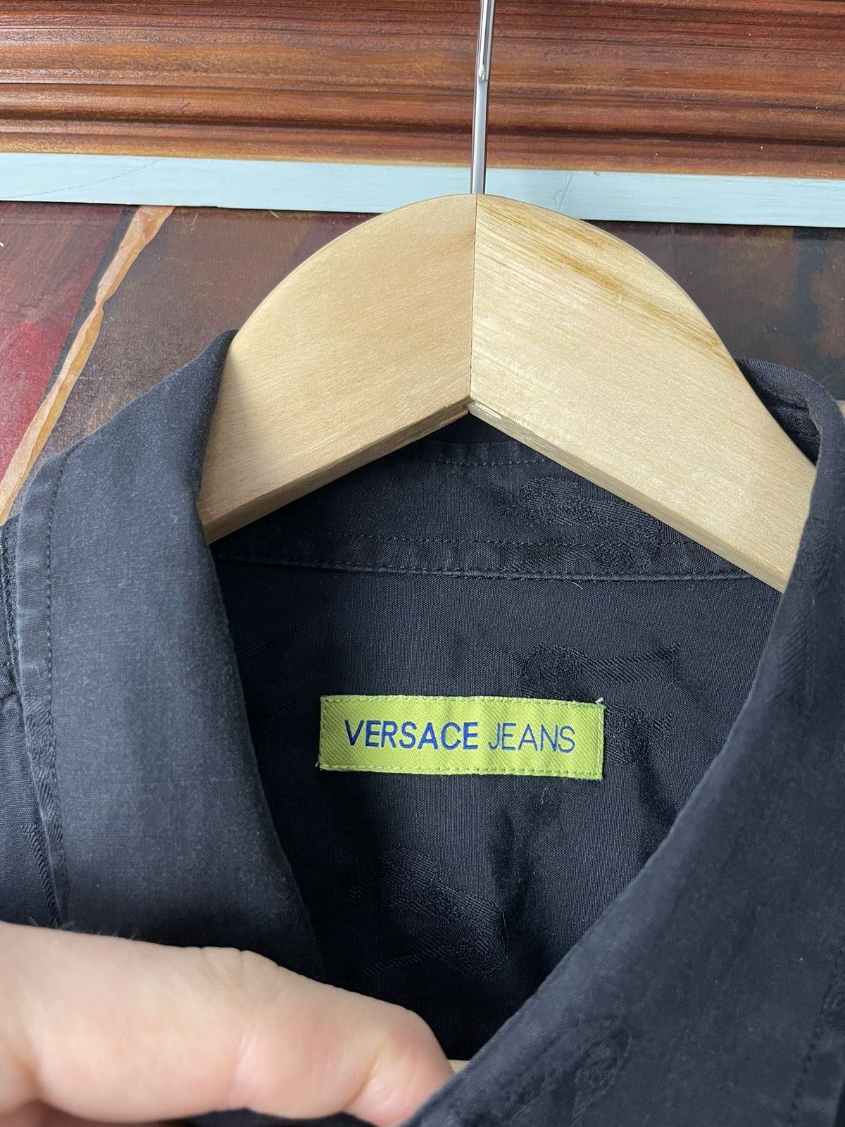 Versace Jeans Couture Versace Luxury Designer Button Up Monogram Black Shirt Rare Size US L / EU 52-54 / 3 - 4 Thumbnail