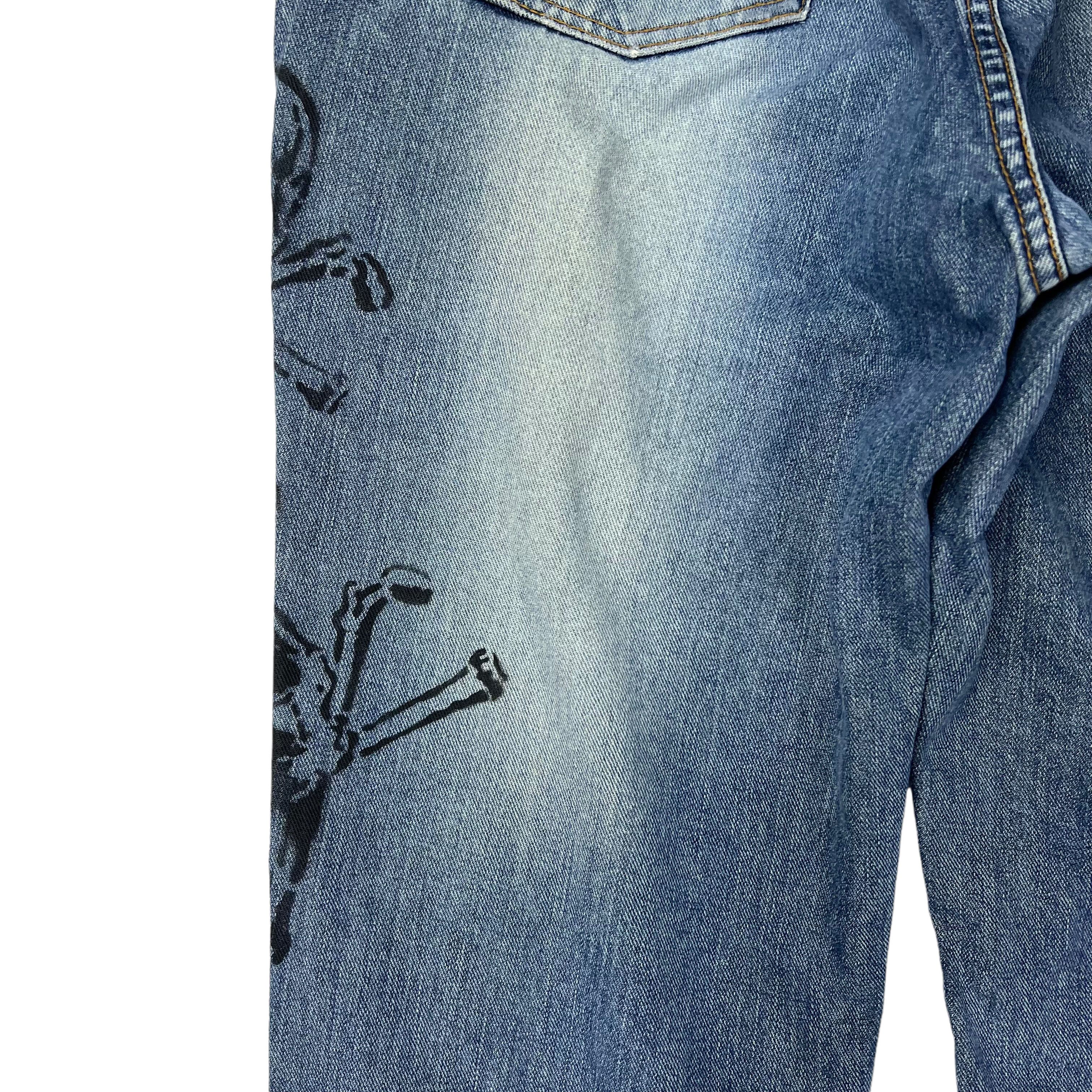 Katharine Hamnett London AW89 “Clean Up or Die” Archive Skull Print Denim Size US 32 / EU 48 - 7 Thumbnail
