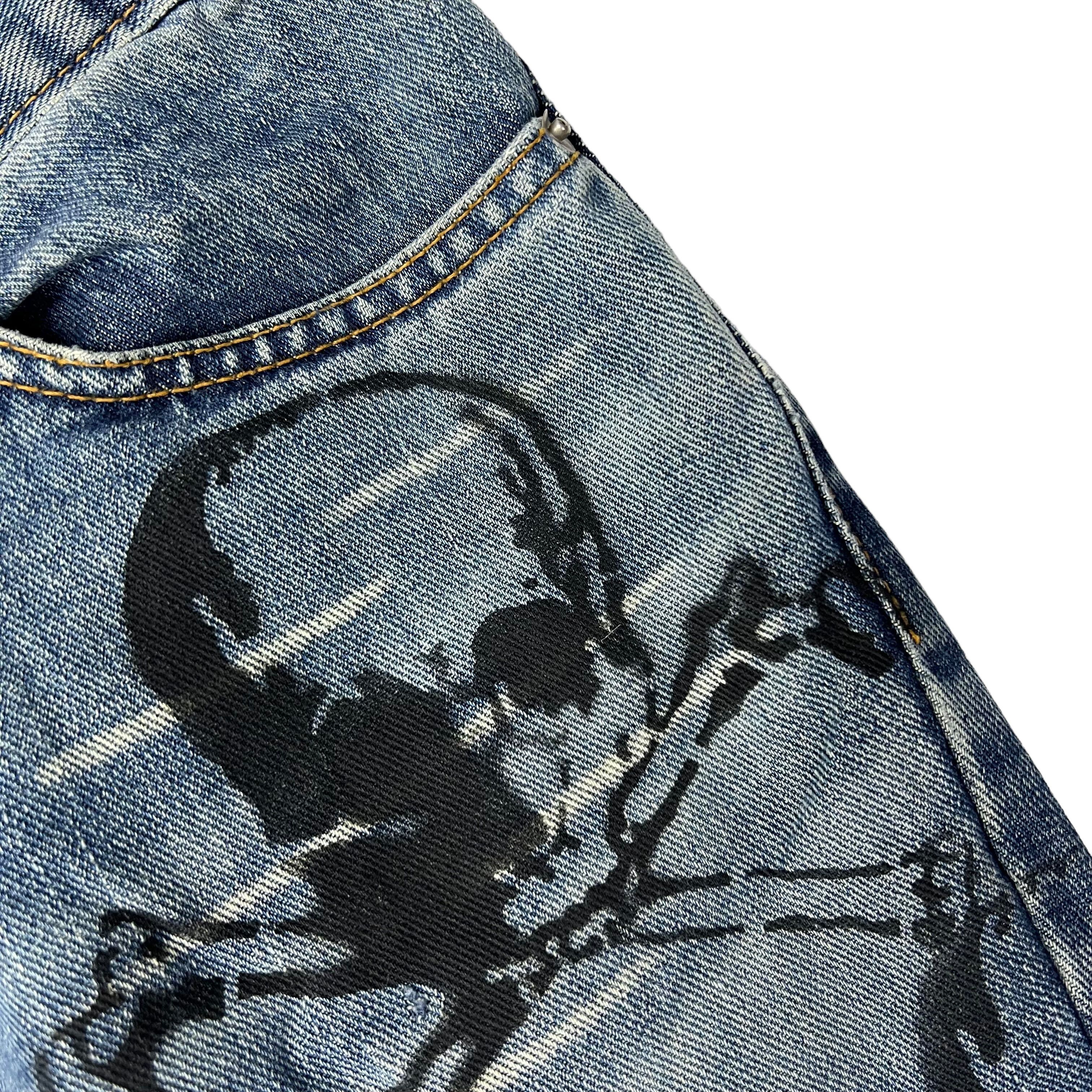 Katharine Hamnett London AW89 “Clean Up or Die” Archive Skull Print Denim Size US 32 / EU 48 - 5 Thumbnail
