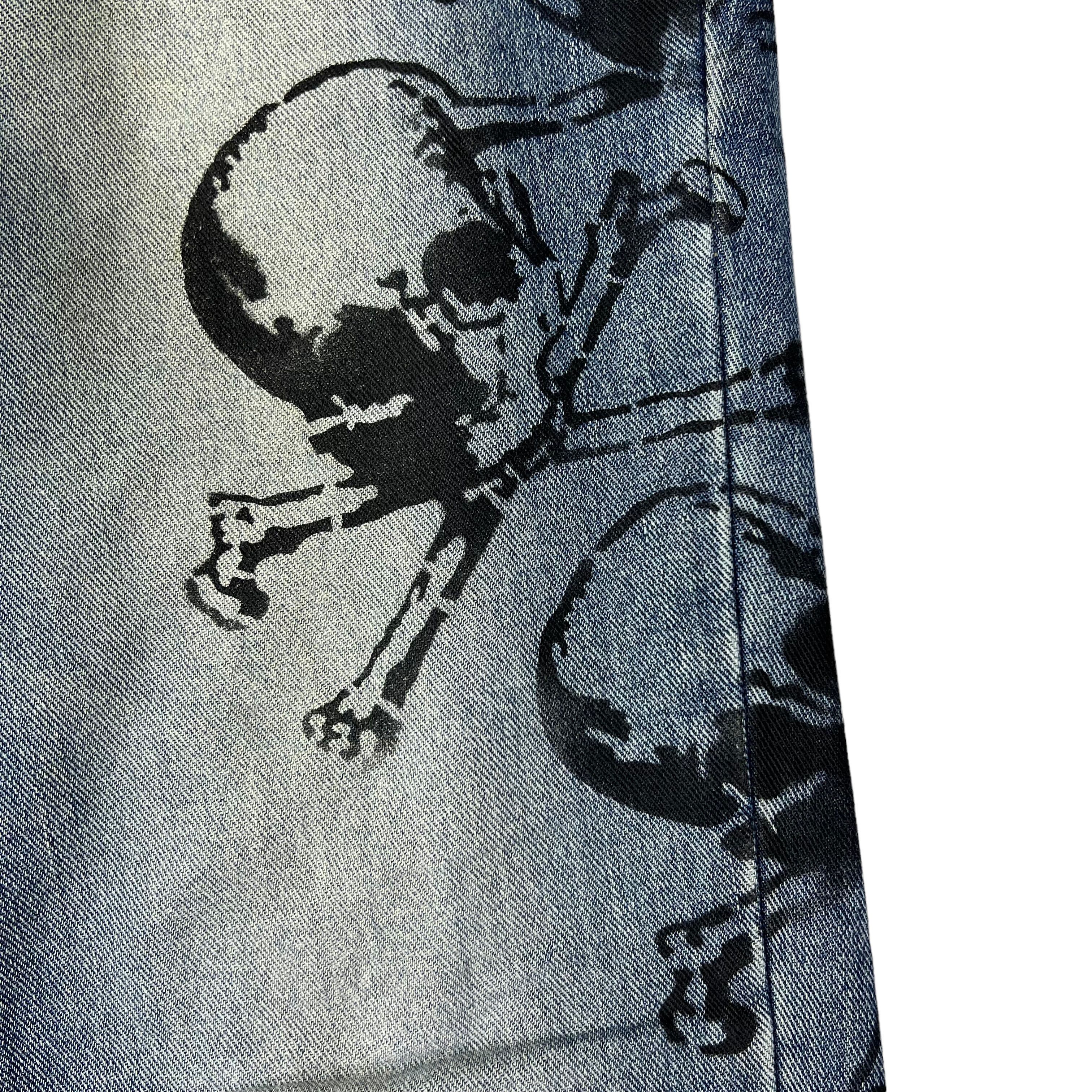 Katharine Hamnett London AW89 “Clean Up or Die” Archive Skull Print Denim Size US 32 / EU 48 - 4 Thumbnail