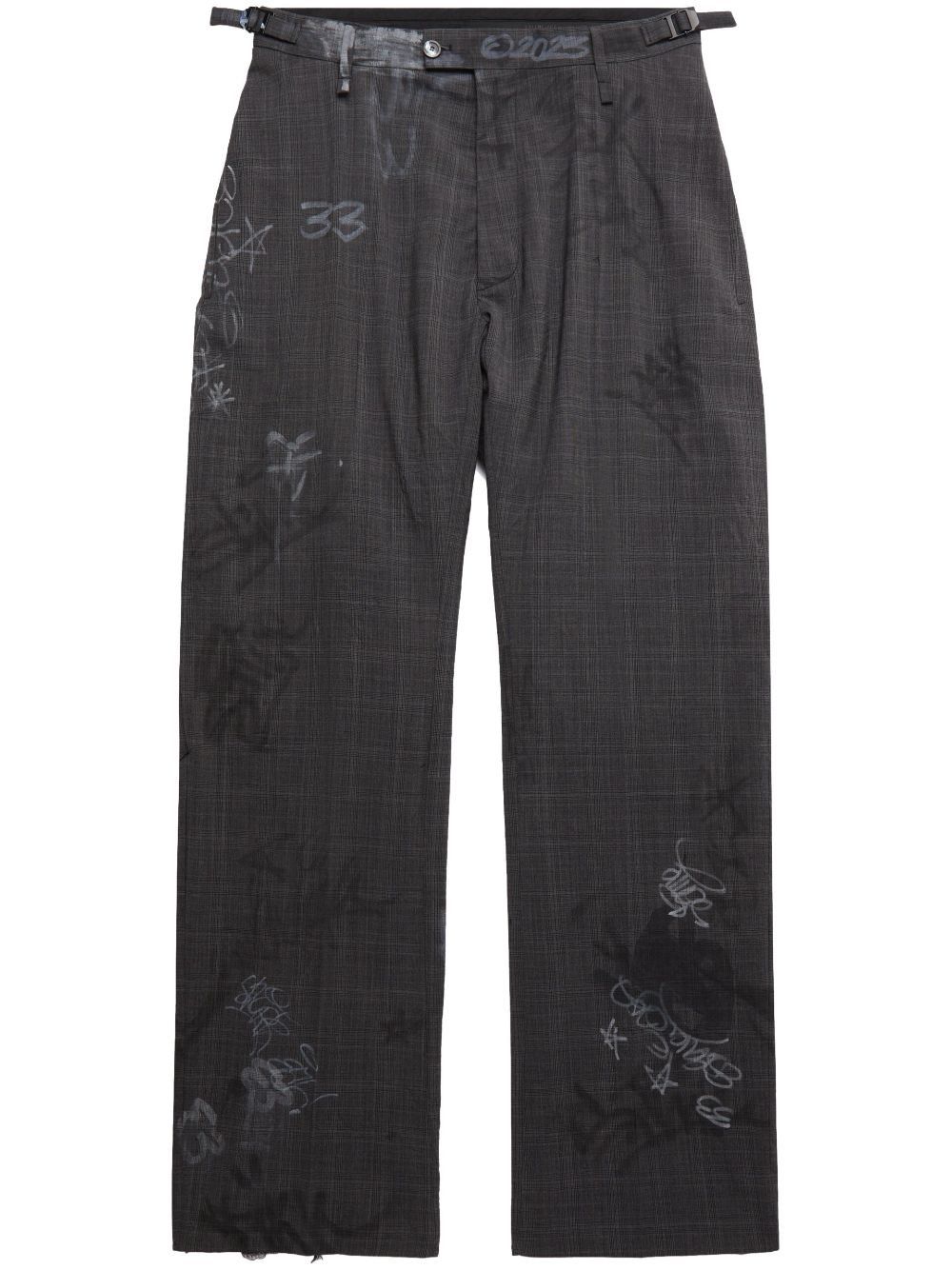 image of Balenciaga Graffiti Skater Tailored Trousers in Grey, Men's (Size 36)