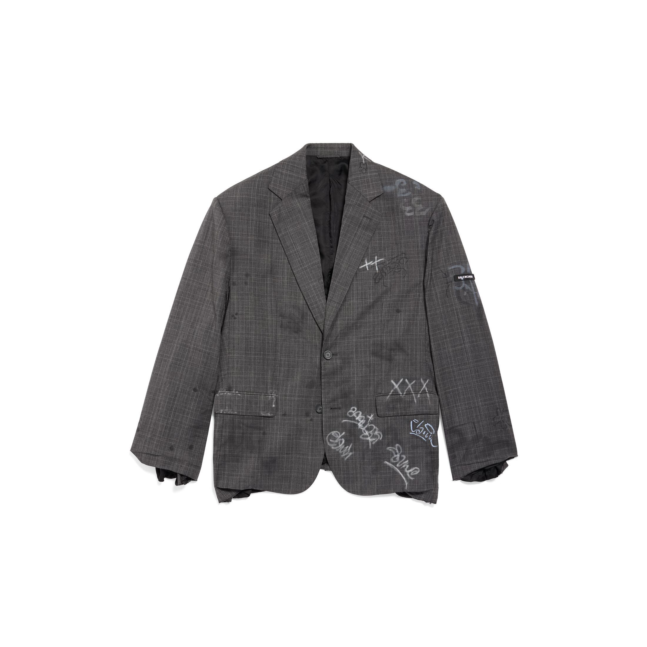 Pre-owned Balenciaga Graffiti Skater Tailored Jacket In Grey