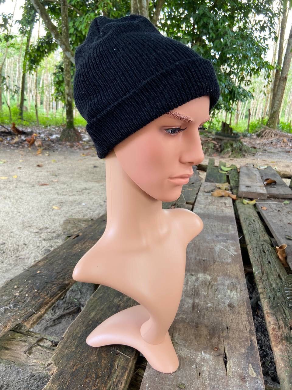 image of Vintage Plain Beanie Hat By Midwest Knitting Mills in Black, Men's