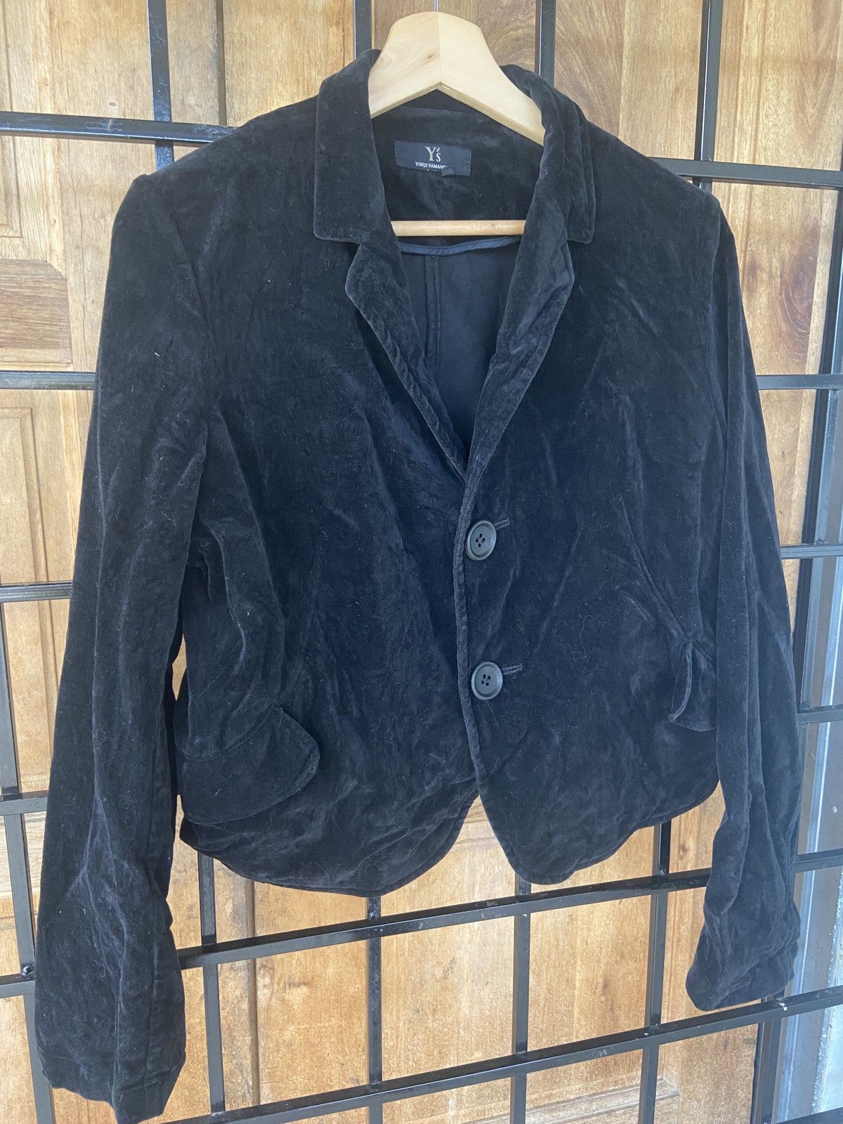 Vintage Vintage Y’s Yohji Yamamoto Velvet Cropped Blazer Jacket Size M / US 6-8 / IT 42-44 - 3 Thumbnail