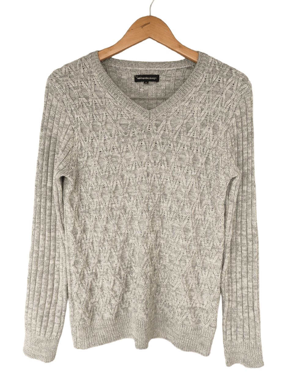 image of Coloured Cable Knit Sweater x Semantic Design Knitwear in Grey, Men's (Size Small)