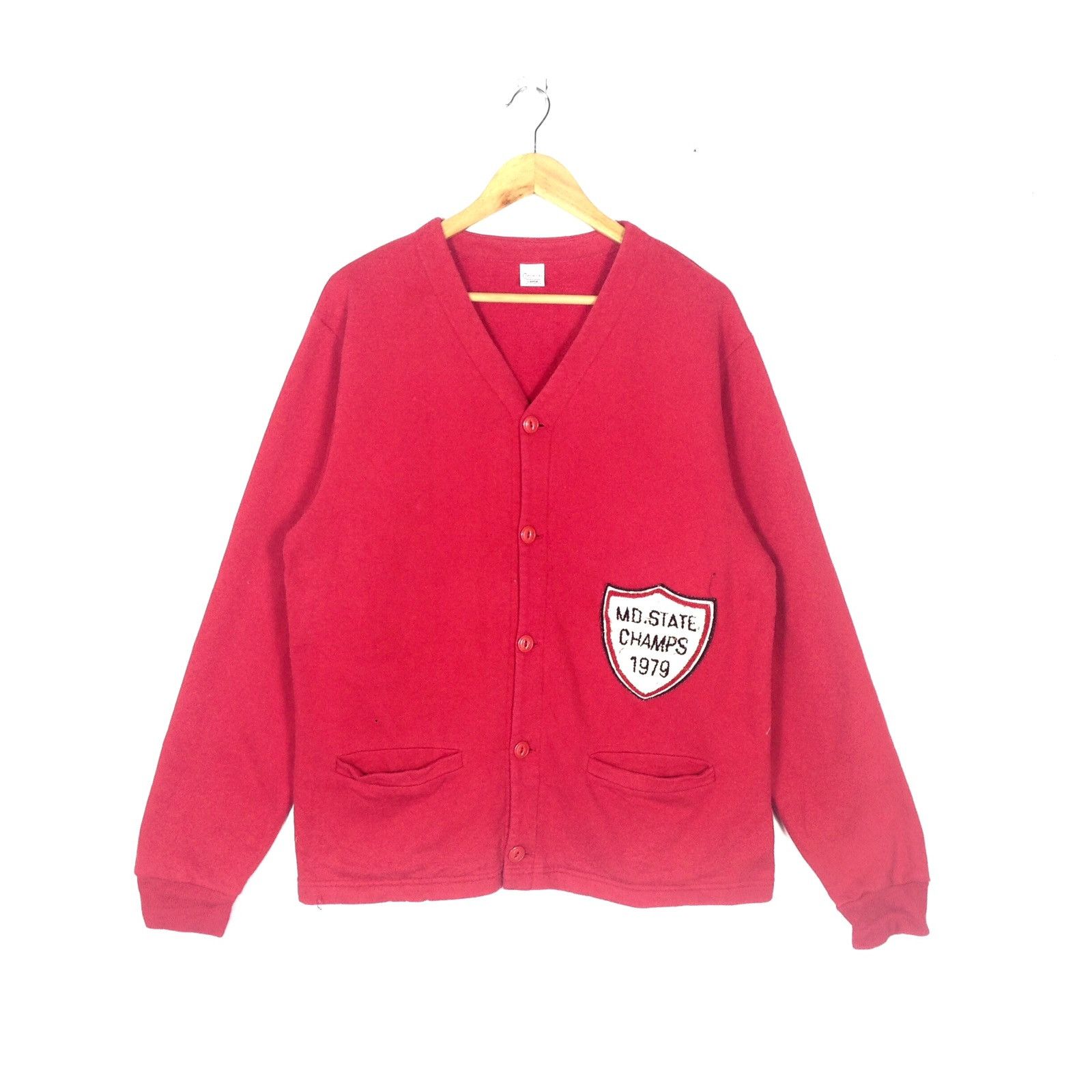 image of Cheswick By Sugar Cane Button Down Style Sweater in Red, Men's (Size Medium)