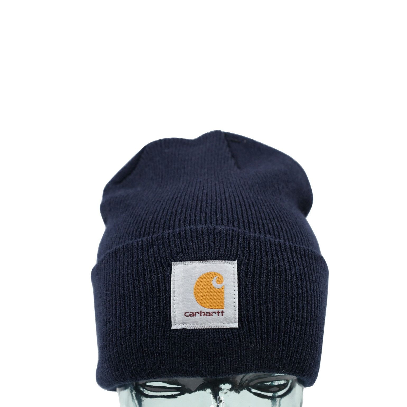 Carhartt New Carhartt Spell Out Box Logo Knit Winter Beanie Hat Navy Size ONE SIZE - 1 Thumbnail