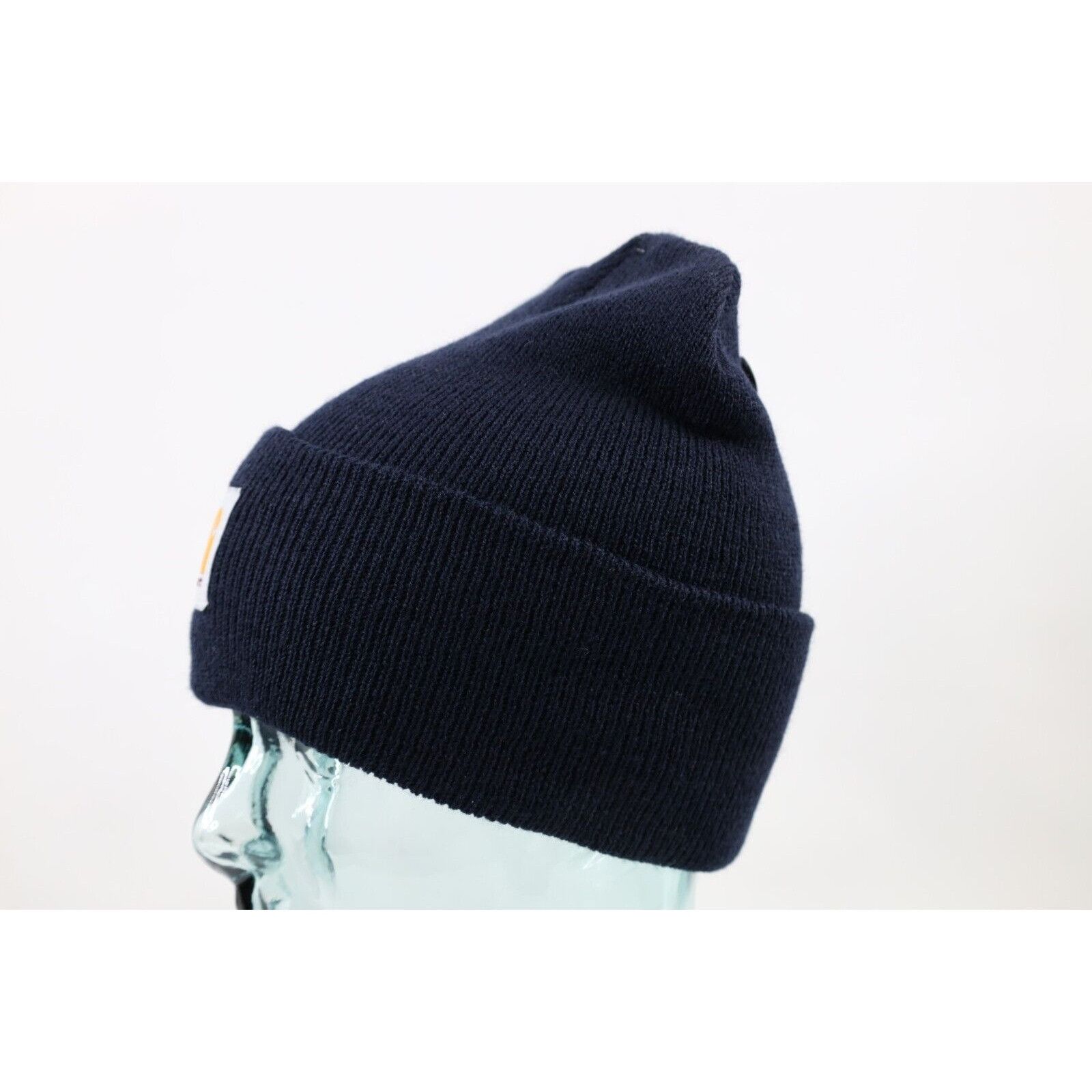 Carhartt New Carhartt Spell Out Box Logo Knit Winter Beanie Hat Navy Size ONE SIZE - 3 Thumbnail