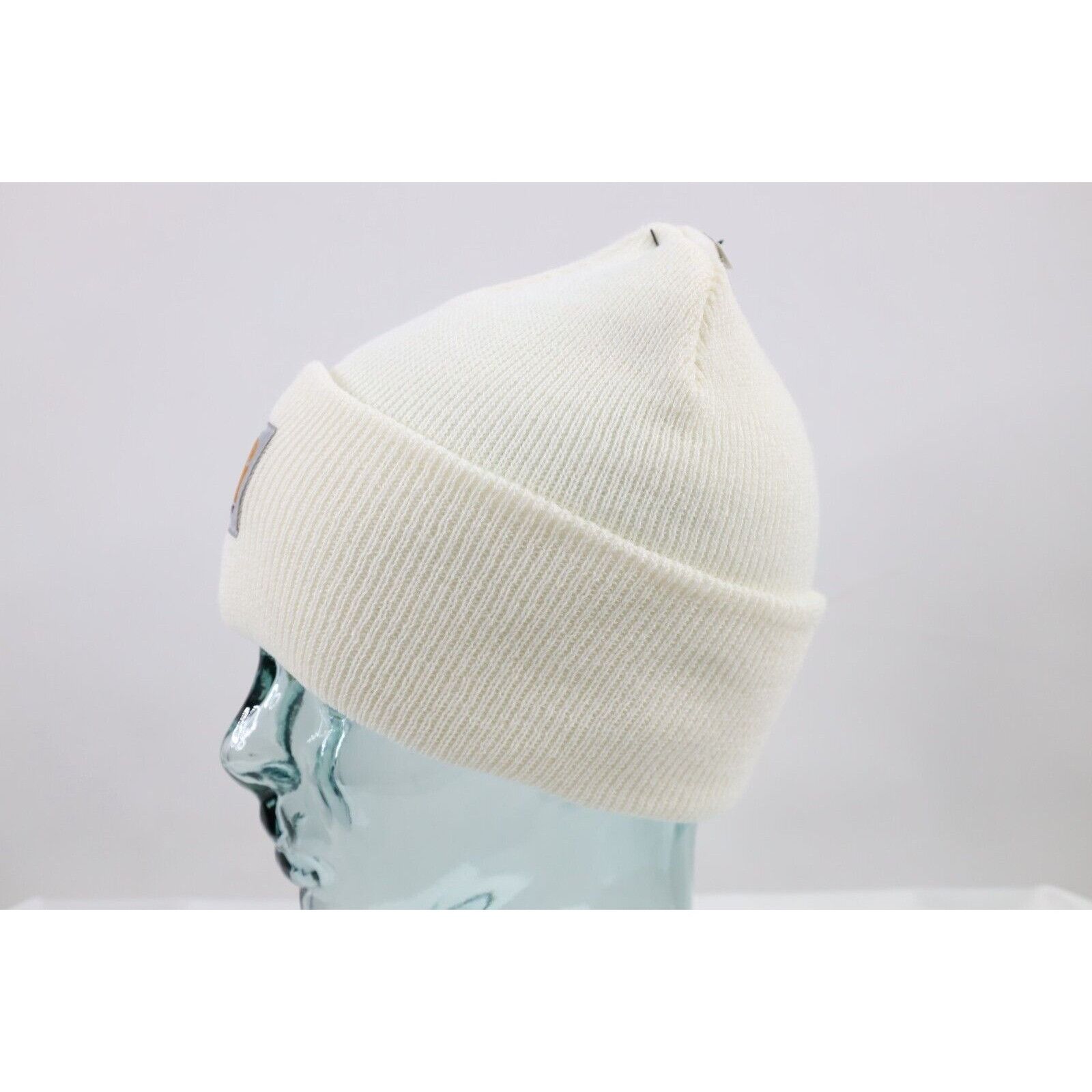 Carhartt New Carhartt Spell Out Box Logo Knit Winter Beanie Hat White Size ONE SIZE - 3 Thumbnail