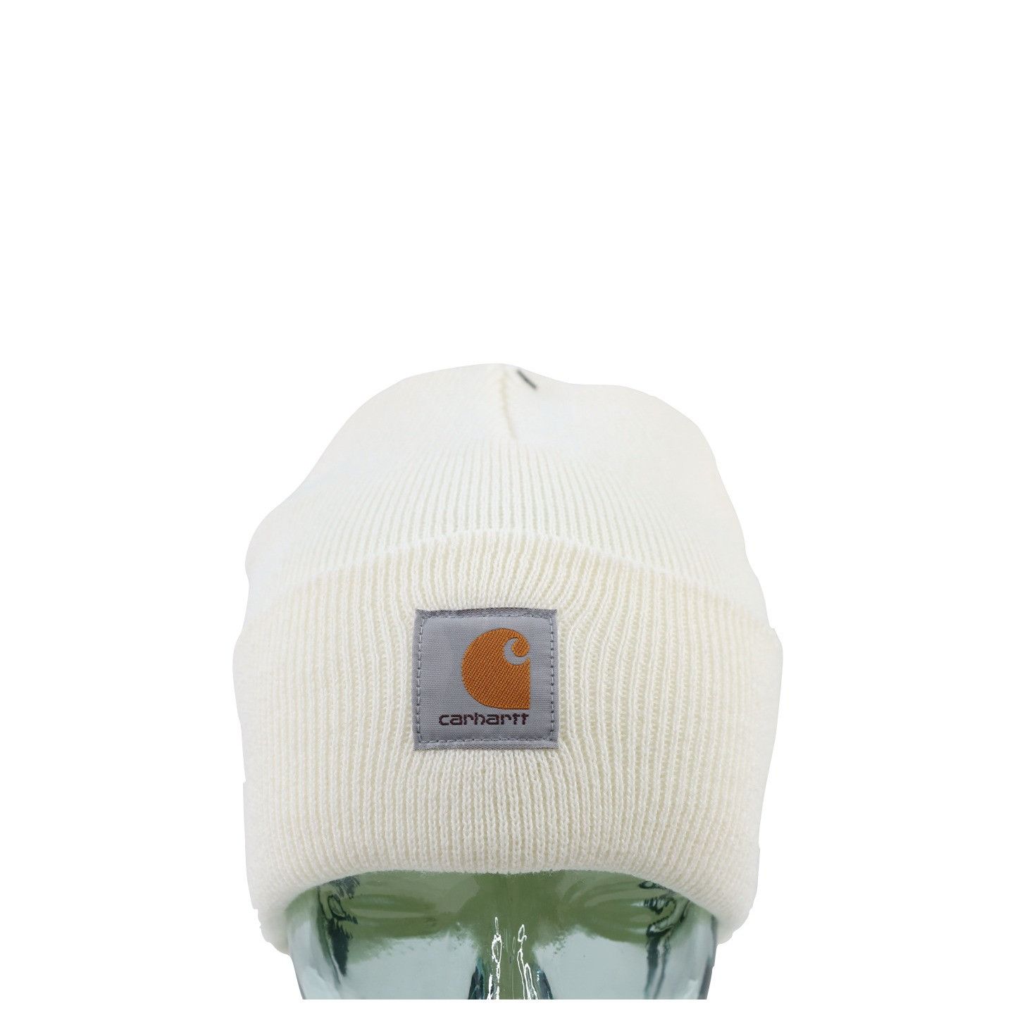 New Carhartt Spell Out Box Logo Knit Winter Beanie Hat White