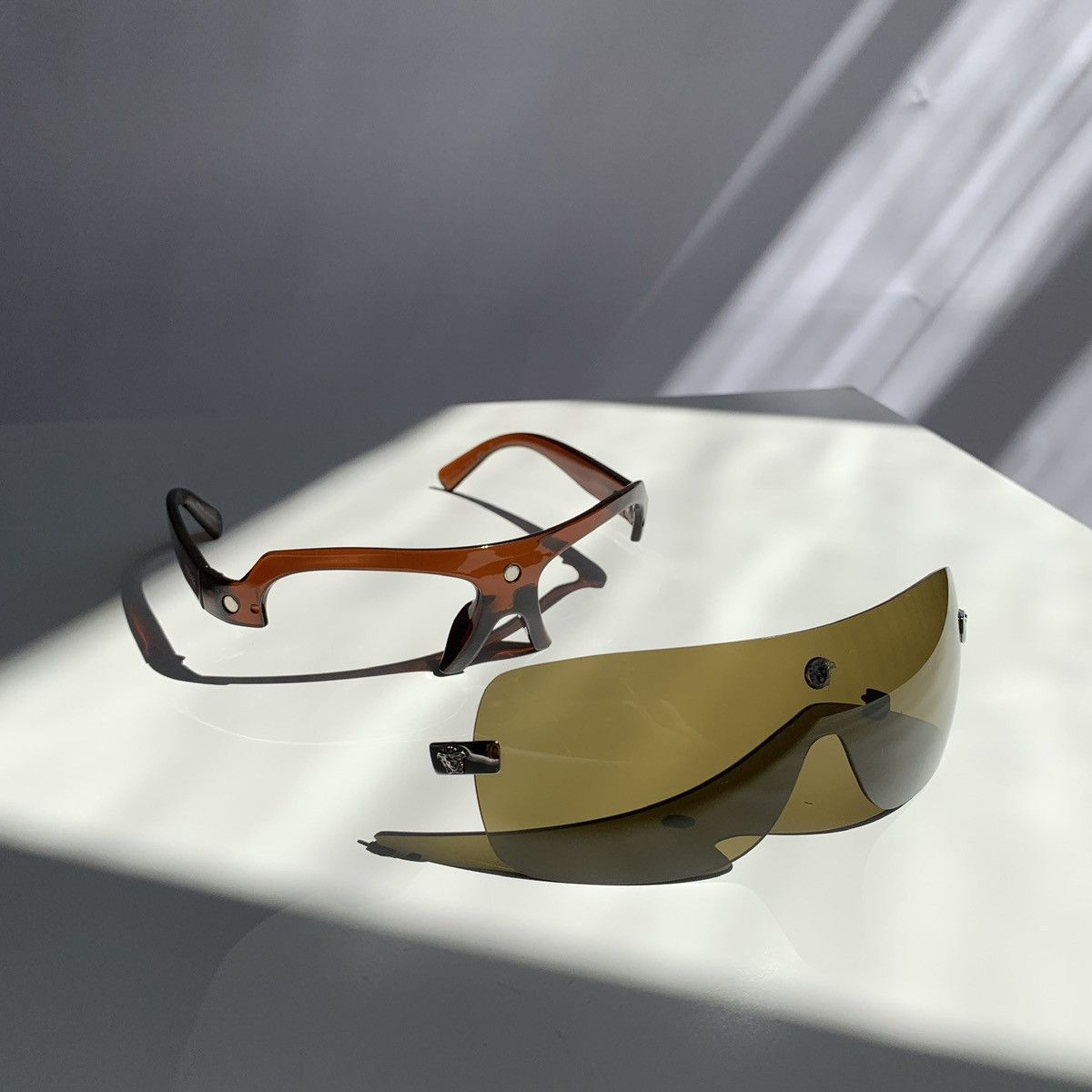 image of Versace Mask Brown Sunglasses Mod.4018-V, Men's