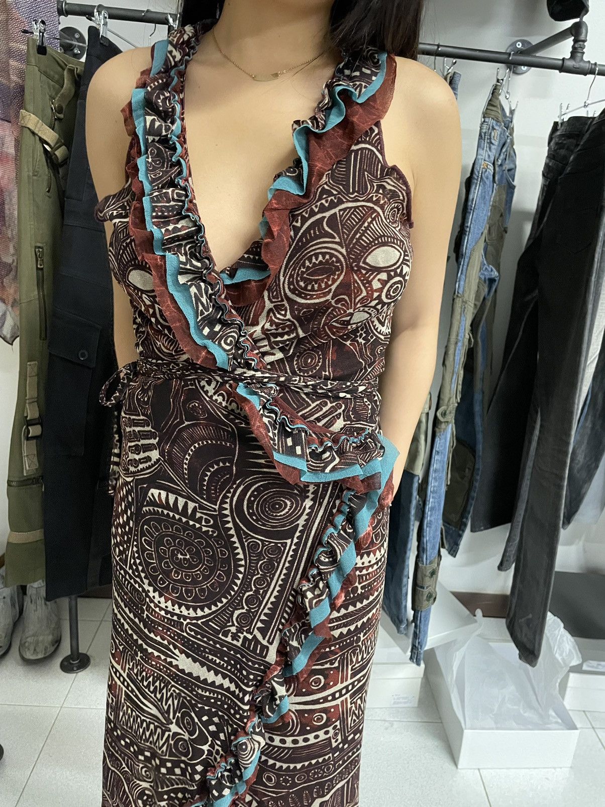 Jean Paul Gaultier 1990’s tribal mesh dress tattoo printed shirt woman vintage Size ONE SIZE - 2 Thumbnail