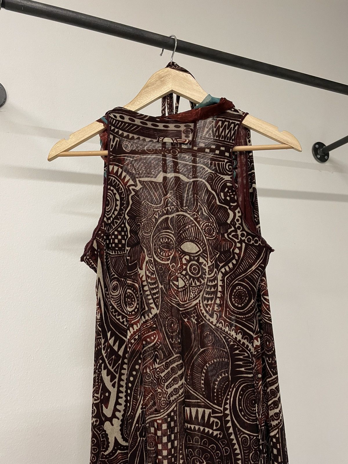 Jean Paul Gaultier 1990’s tribal mesh dress tattoo printed shirt woman vintage Size ONE SIZE - 4 Thumbnail