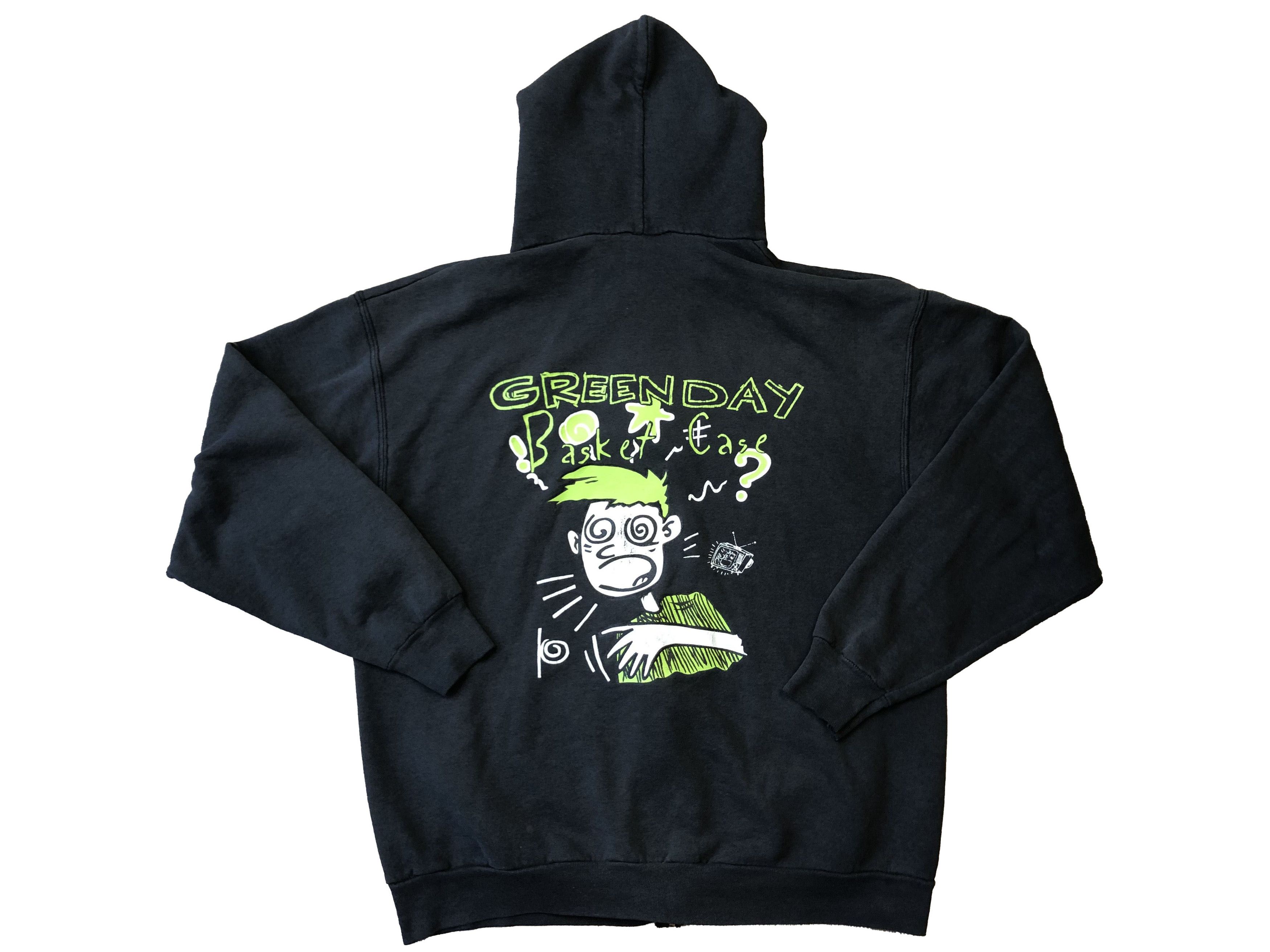 image of Band Tees x Screen Stars Vintage Green Day Basket Case Hoodie Sweatshirt Y2K in Black (Size XL)