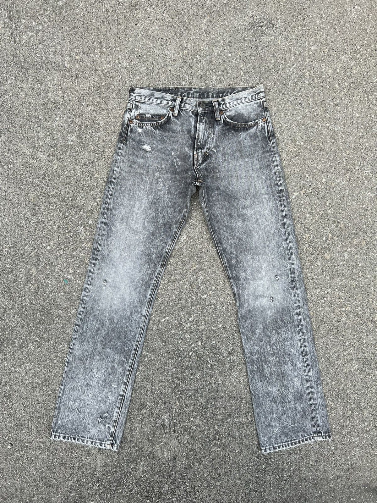 image of Designer Vintage Rna Japan Hard Core We're From Slang Distress Denim in Grey, Men's (Size 29)