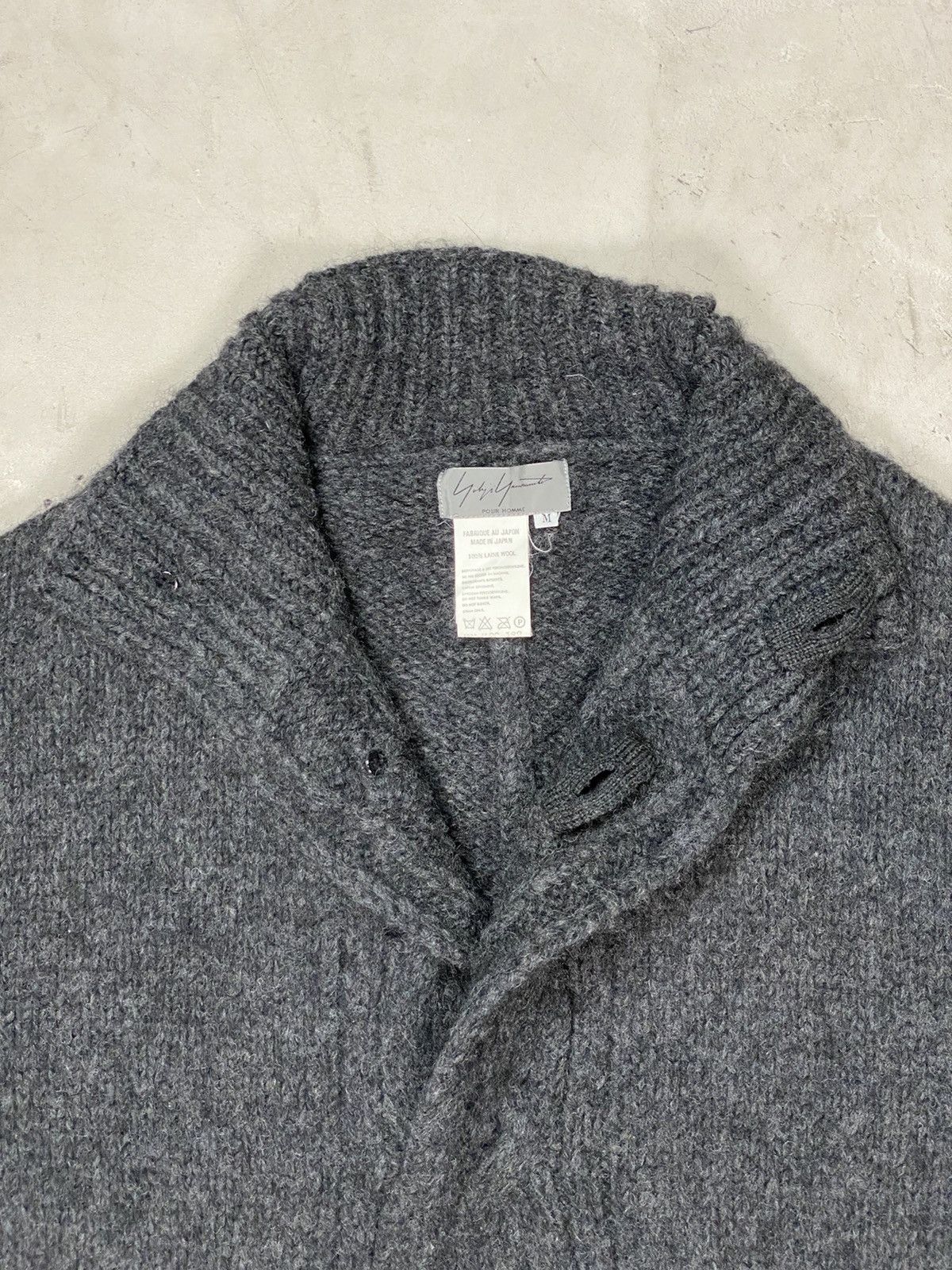 Yohji Yamamoto 90’s Yohji Yamamoto Pour Homme Wool Knit Button Jacket Size US XL / EU 56 / 4 - 6 Thumbnail
