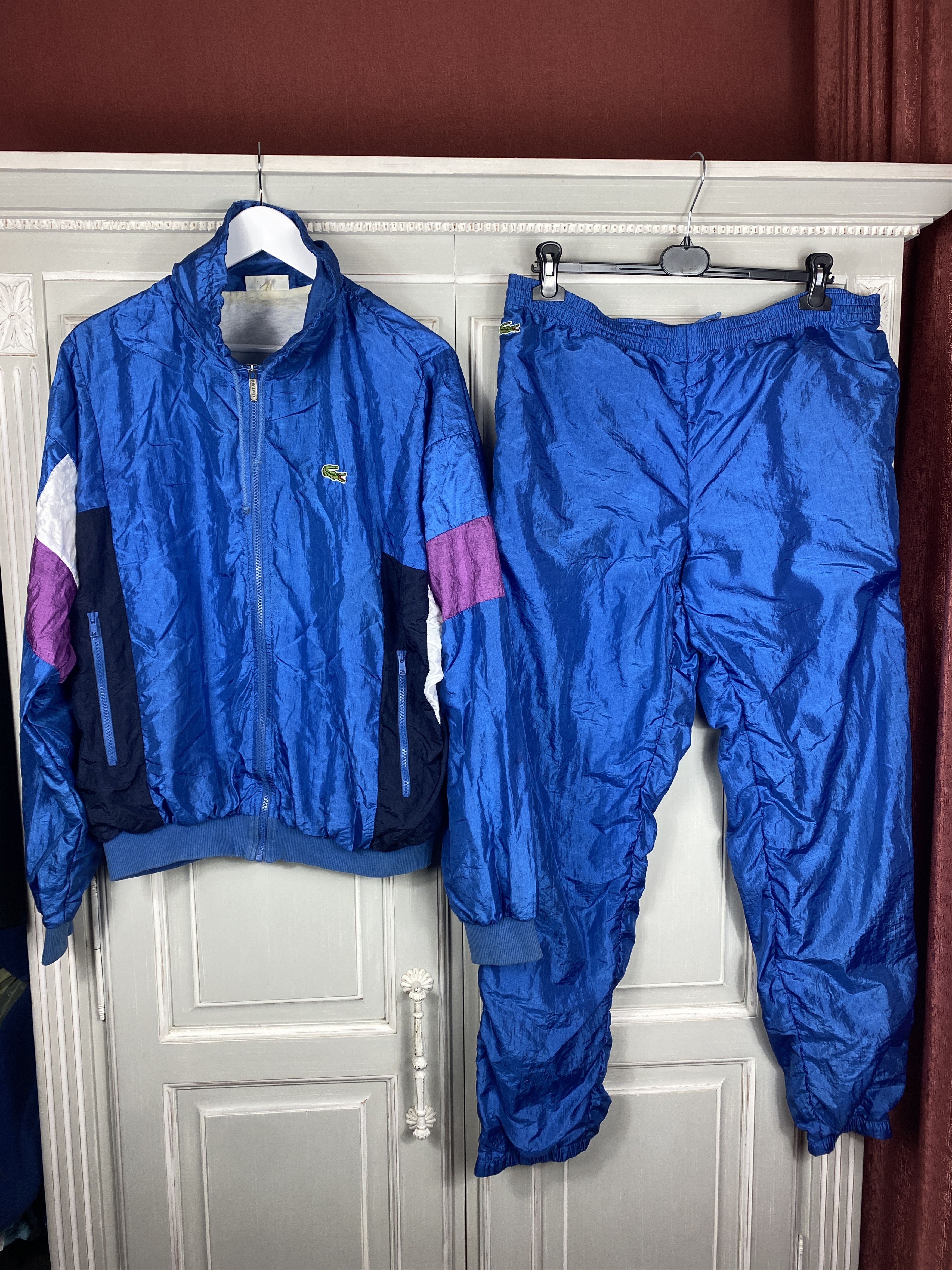 Pre-owned Lacoste X Vintage Lacoste Track Suits Pants Jacket 90's In Bleu