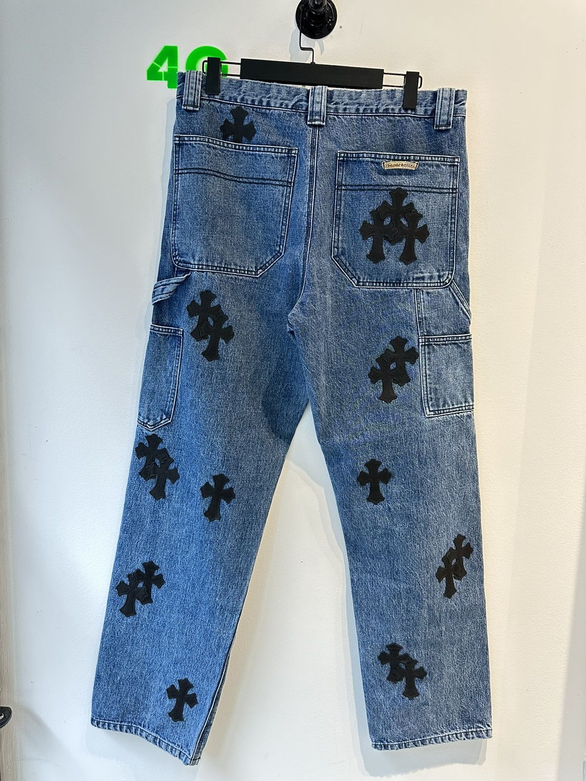 image of Chrome Hearts 36 Cross Patch Flooded Carpenter Jeans New 36 in Blue, Men's