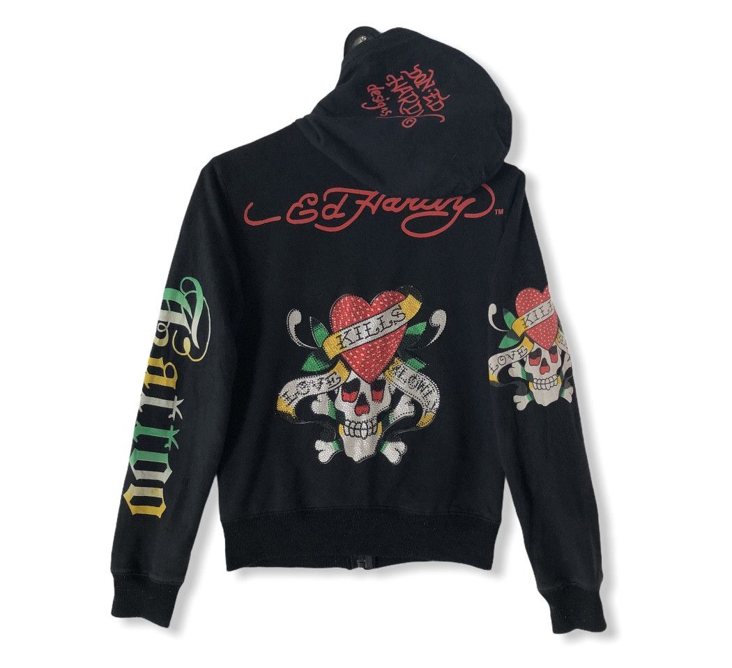 Ed Hardy VINTAGE ED HARDY WOMEN DIAMANTE LUCKY LOVE ZIPPER HOODIE Size S / US 4 / IT 40 - 1 Thumbnail