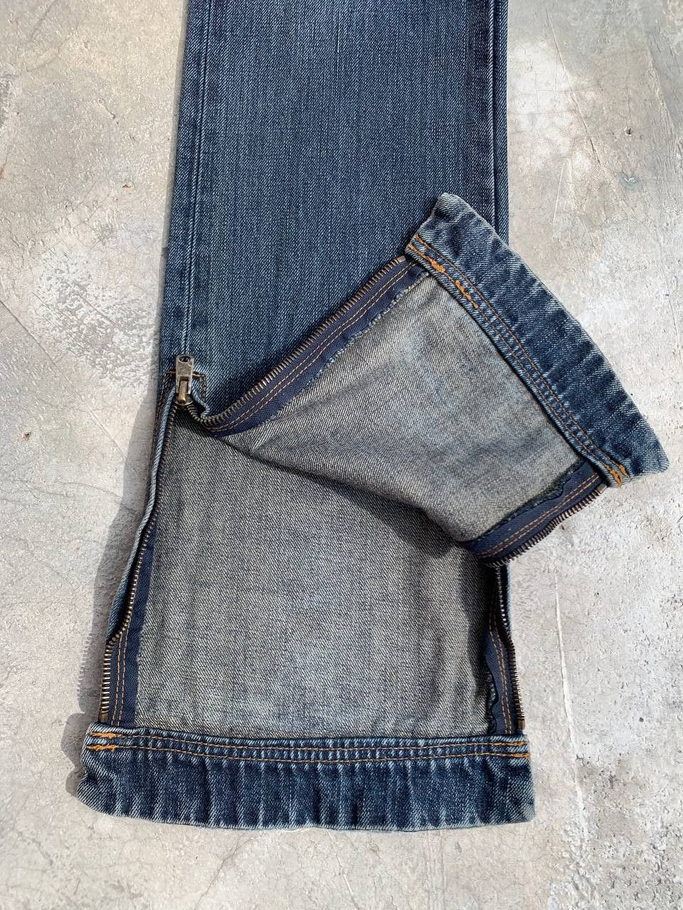 Japanese Brand Rico Dyed Washed Flare Zipper Denim Size 31" - 7 Thumbnail