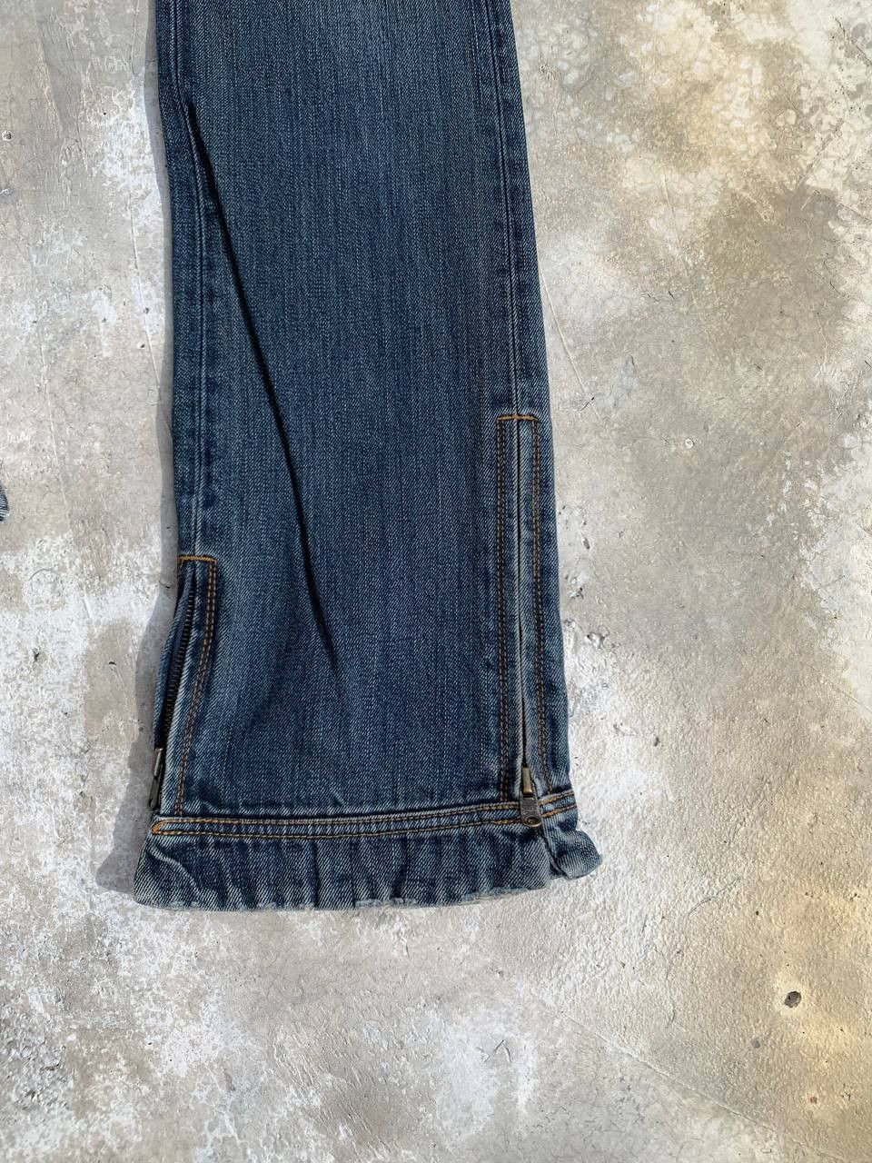 Japanese Brand Rico Dyed Washed Flare Zipper Denim Size 31" - 6 Thumbnail