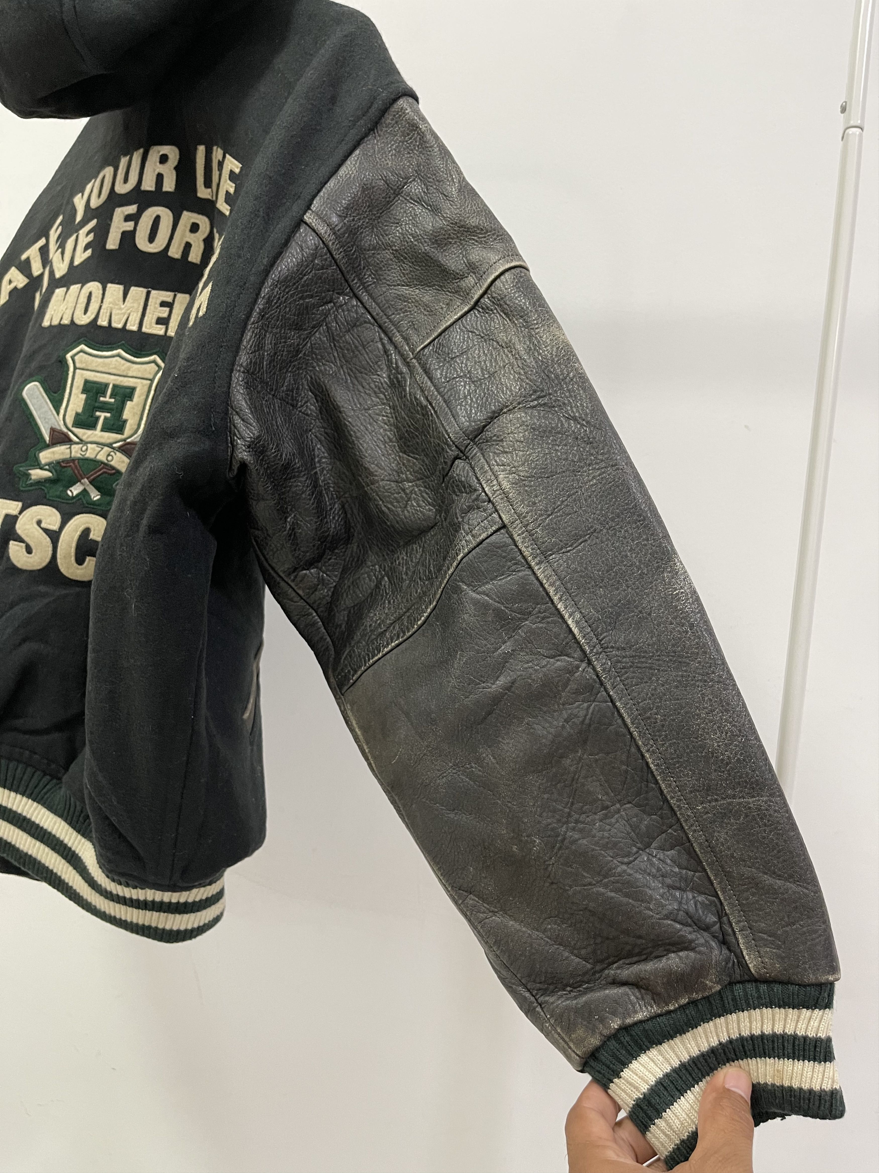 Leather Vintage HOTSCOOP Wool Sleeve Leather Varsity Jacket Size US L / EU 52-54 / 3 - 3 Thumbnail