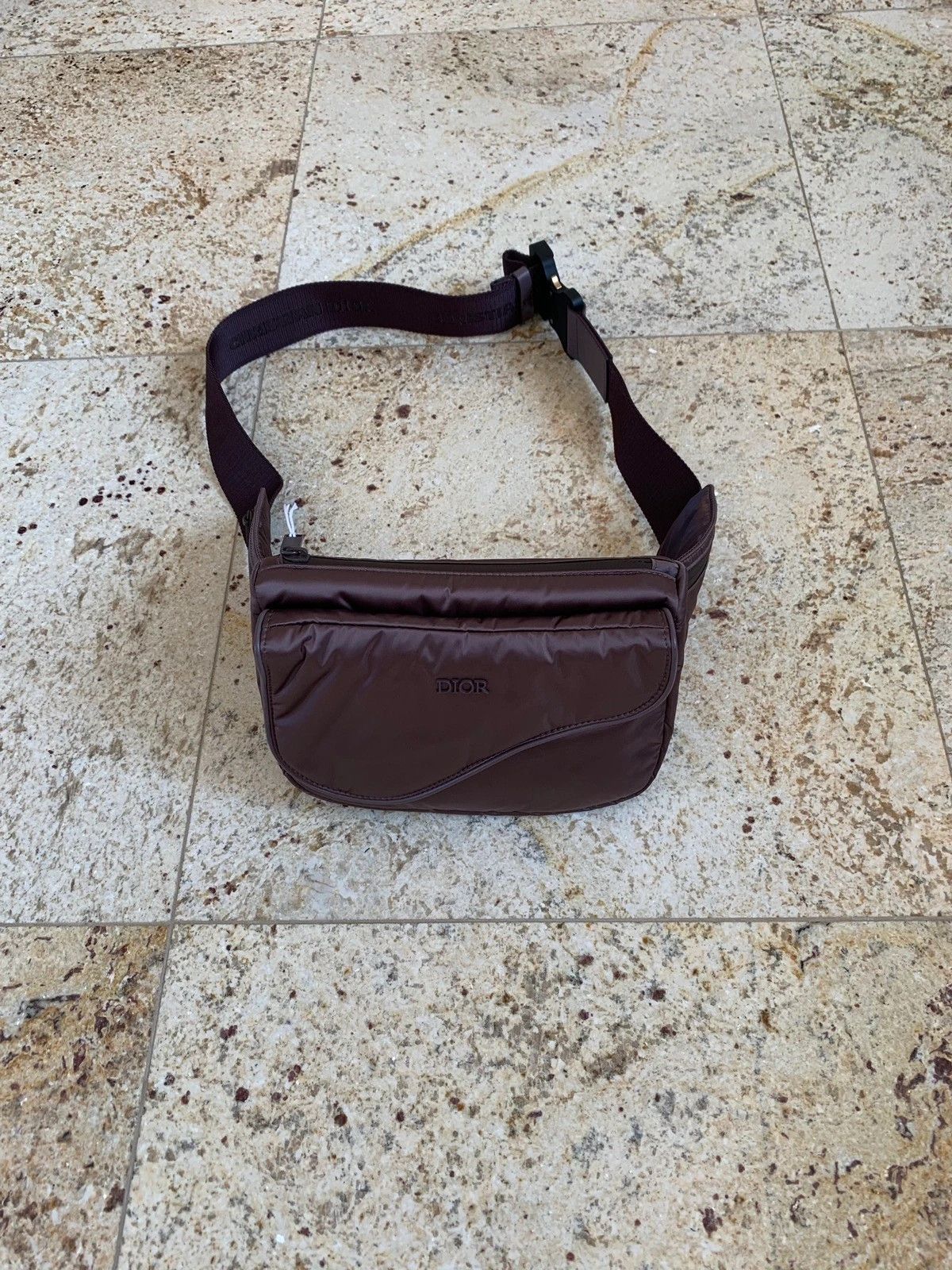 Christian Dior Monsieur x Kim Jones Saddle Bag With Buckle In Bordeaux in Red, Men's