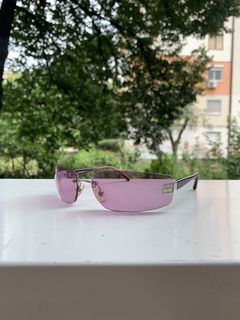 Chanel Diamante Rimless Sunglasses in Baby Pink