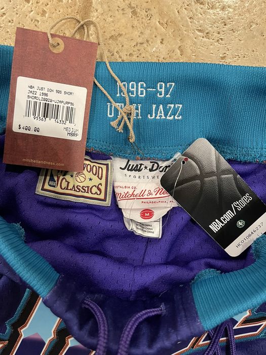 JUST DON X MITCHELL & NESS UTAH JAZZ PURPLE BASKETBALL SHORTS NEW MED M