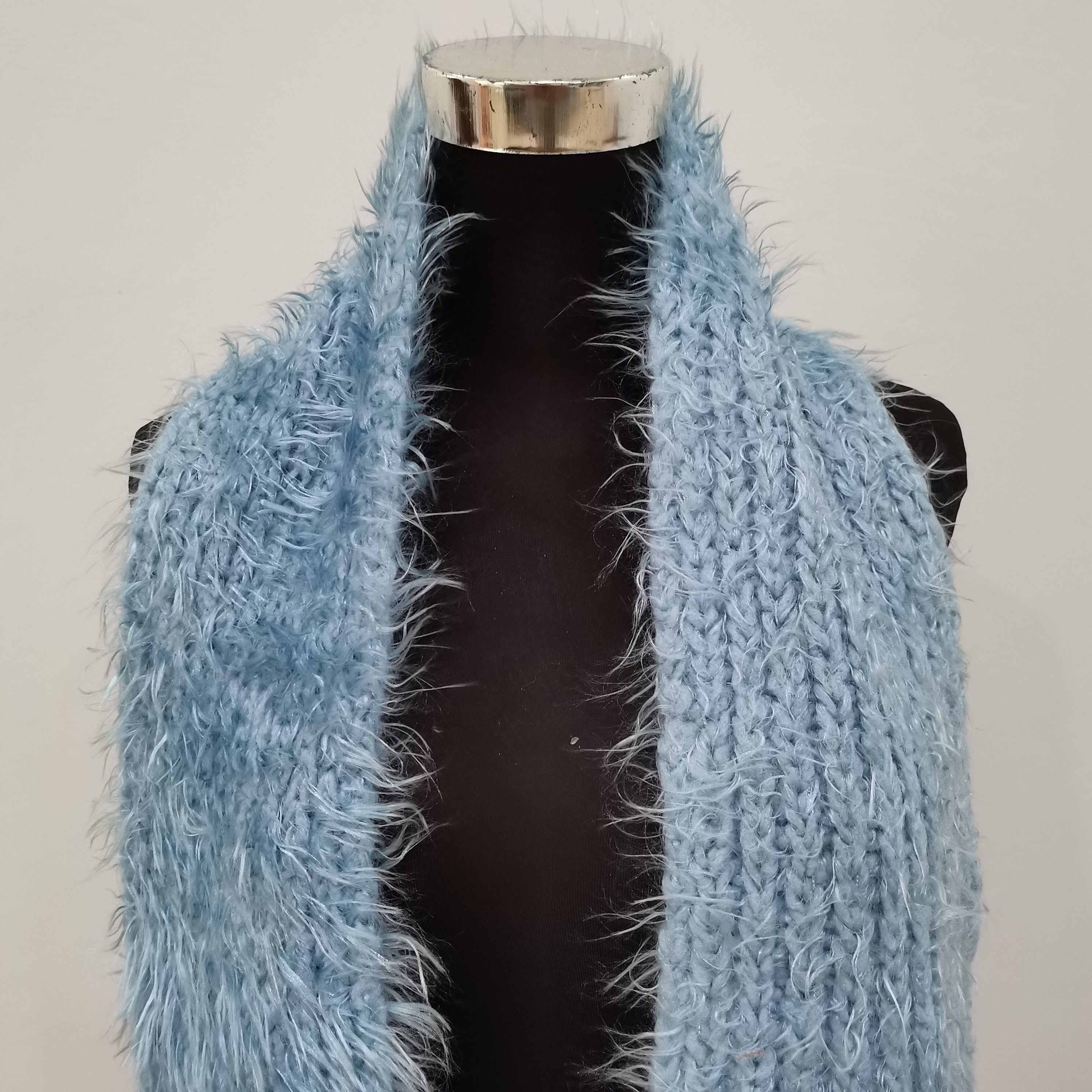 Other Fur/ Knit Scarf baby Blue Size ONE SIZE - 3 Thumbnail