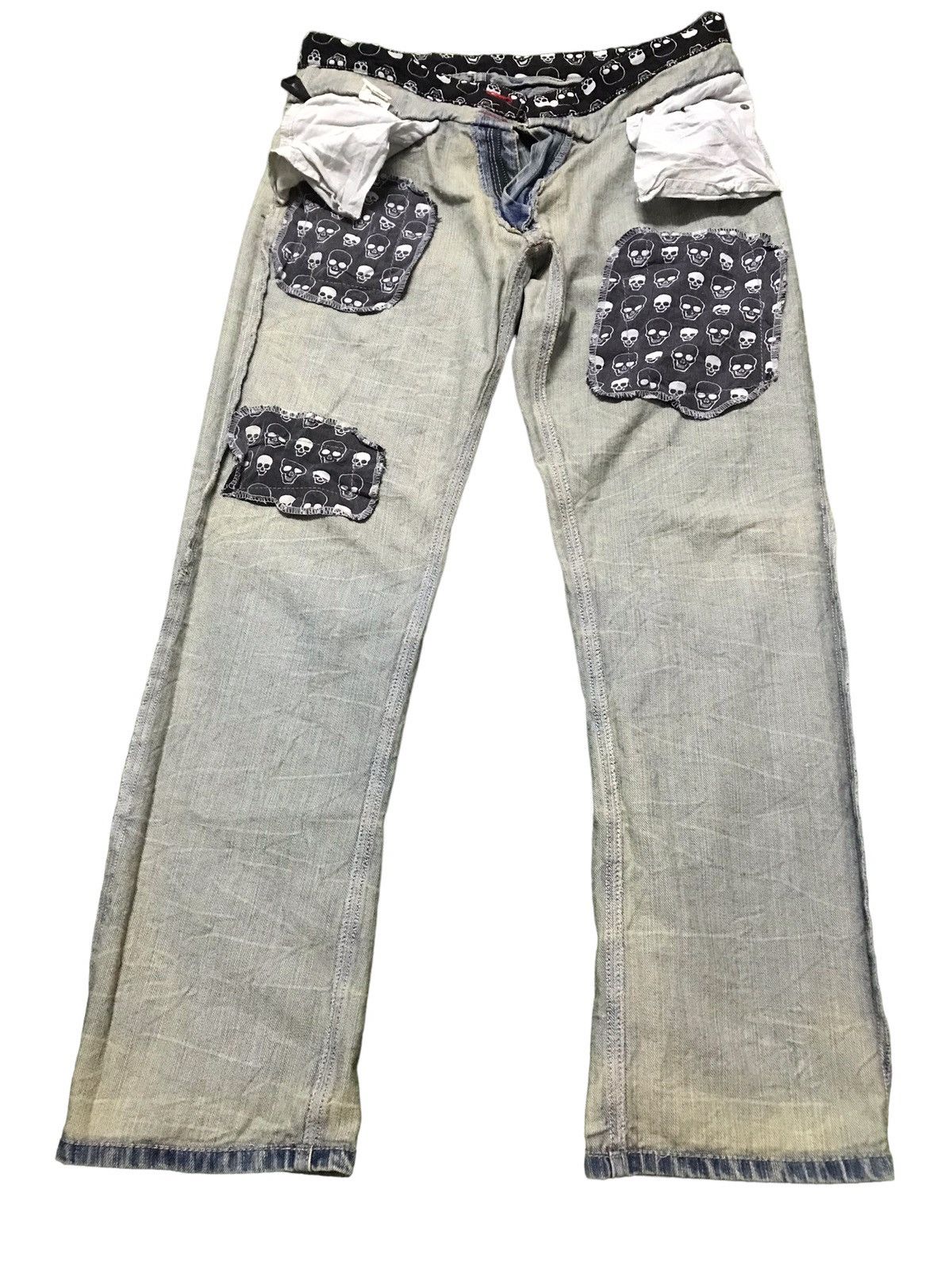 Seditionaries 🔥🔥BEST OFFER🔥🔥Double Waist Skull Patchwork Distressed Jeans Size US 32 / EU 48 - 9 Thumbnail