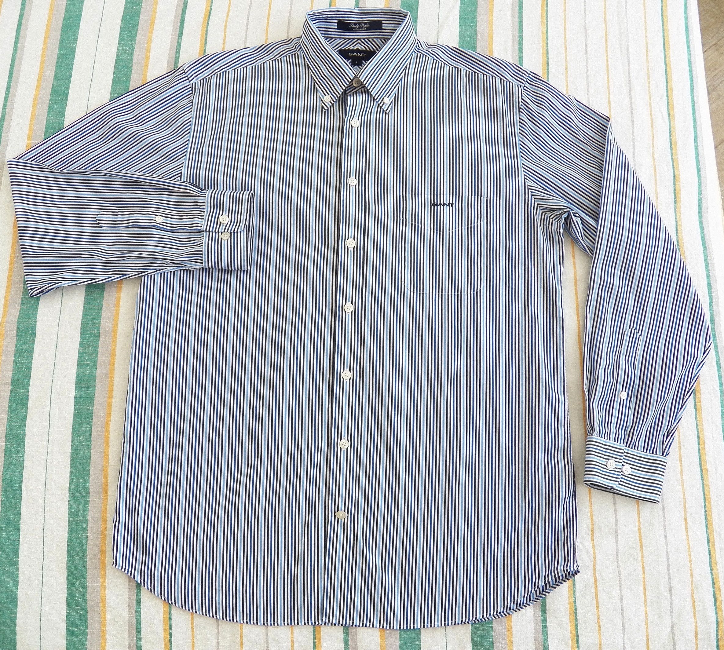 Gant Gant Study Poplin SHIRT Blue White Stripe Long Sleeve RegFit Size US L / EU 52-54 / 3 - 1 Thumbnail