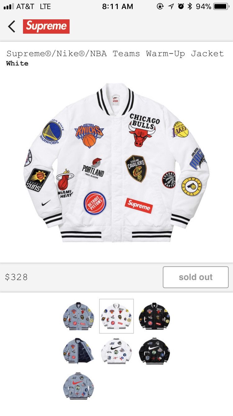 Supreme Nike/NBA Teams Warm-Up Jacket Denim Men's - SS18 - US